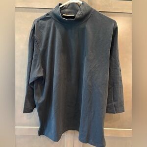 Elisabeth Black Mock Neck 3/4 Sleeves Top, 1X